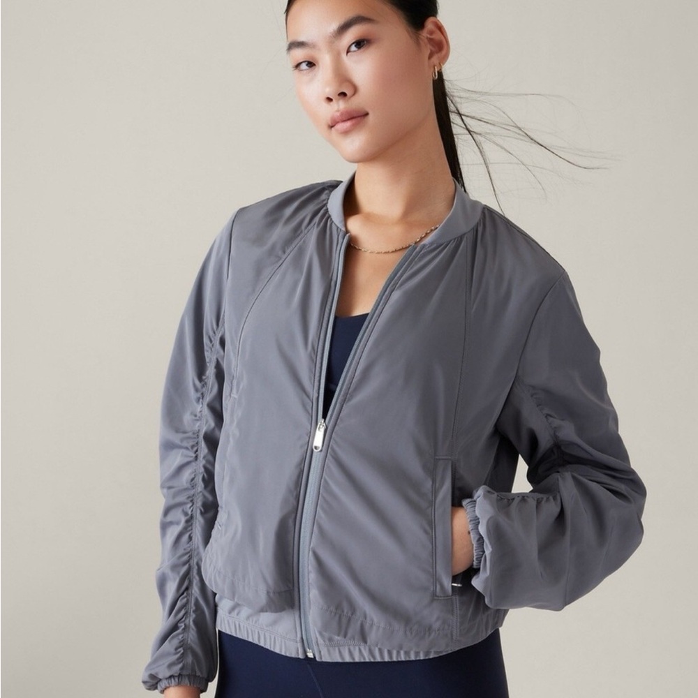 Athleta Gray Bomber Jacket